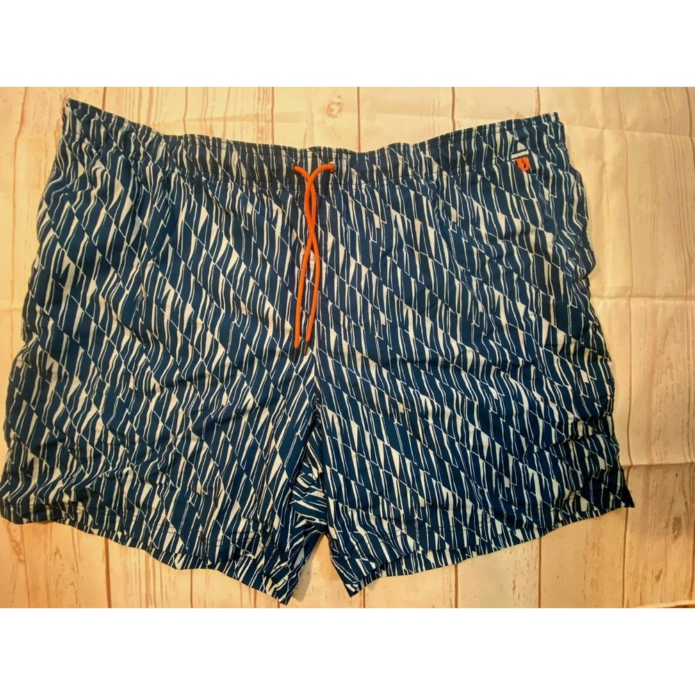 Lands End Mens 3XL/T 50-52 Blue Blue Print Swim Trunks Suit Big tall